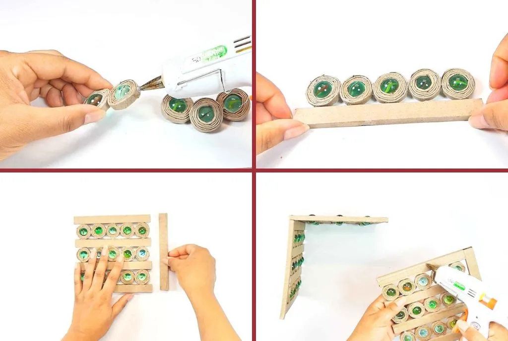 Cómo hacer una caja con canicas de cristal