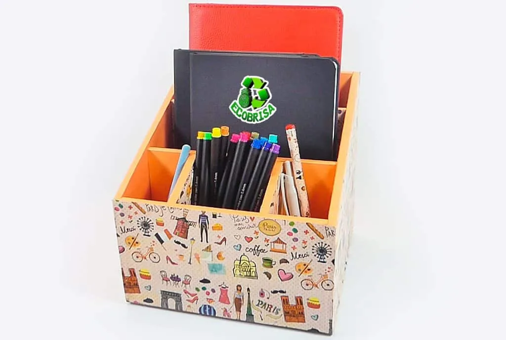 Organizador de escritorio con cartón